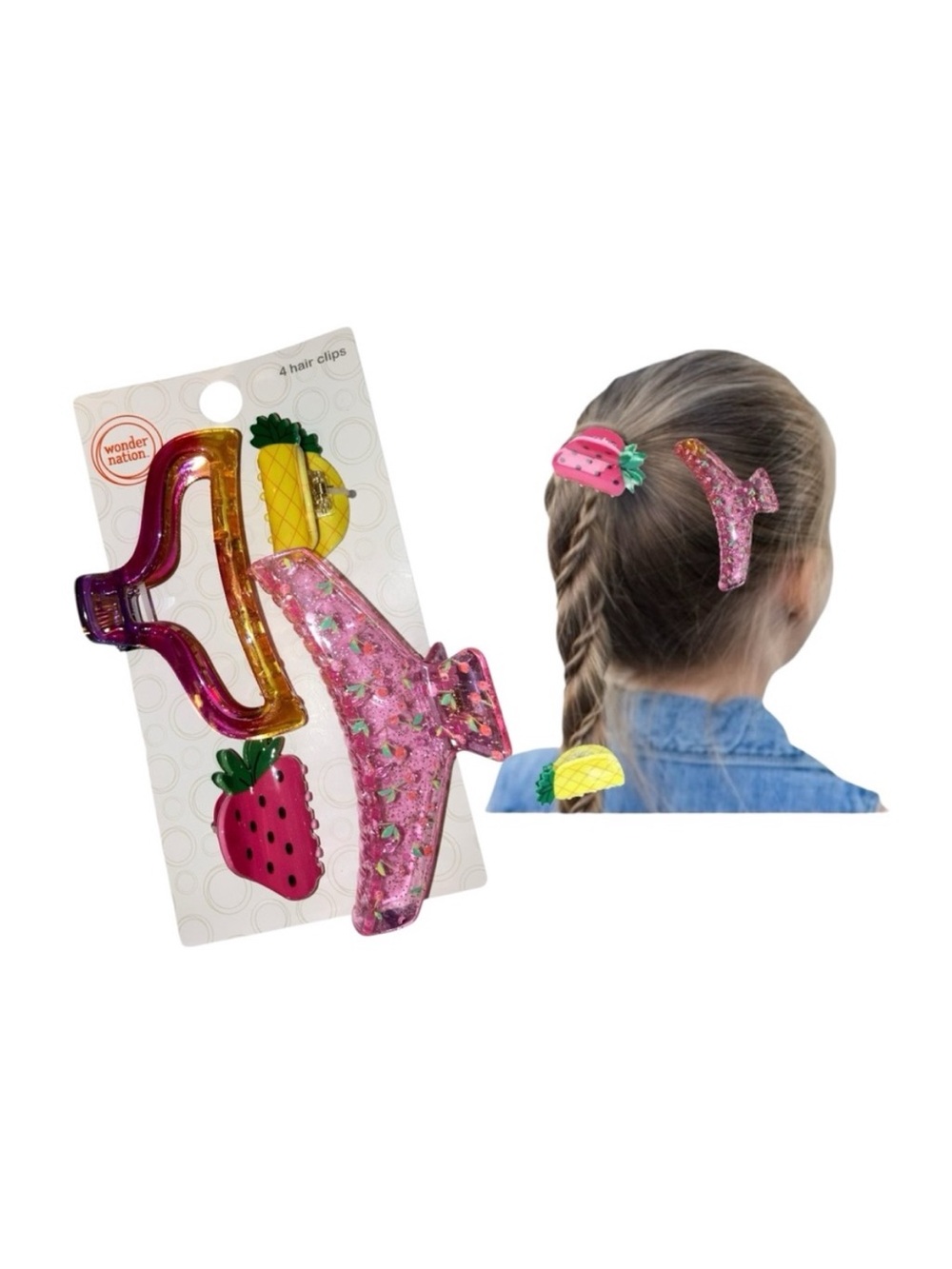 Wonder Nation Fruit Claw Clips Hair Accessories Set